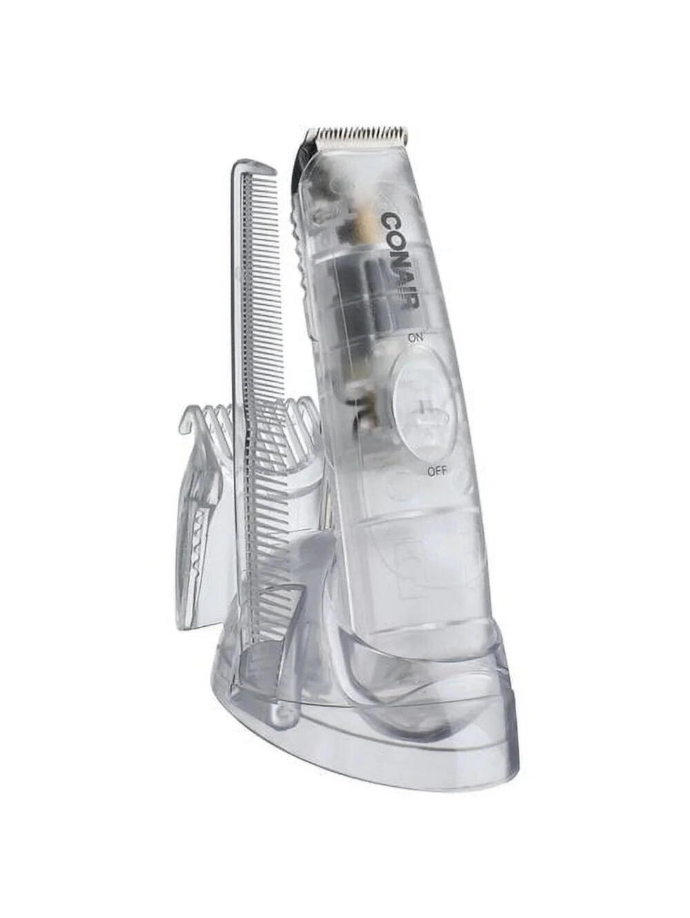 Conair Beard & Mustache Trimmer, Model GMT100A, Clear Cordless Battery Operated